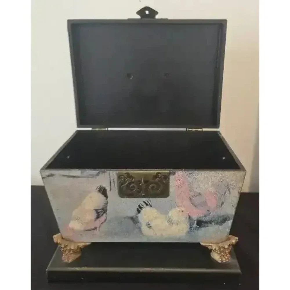 Rooster Décor Wooden Box on Stand